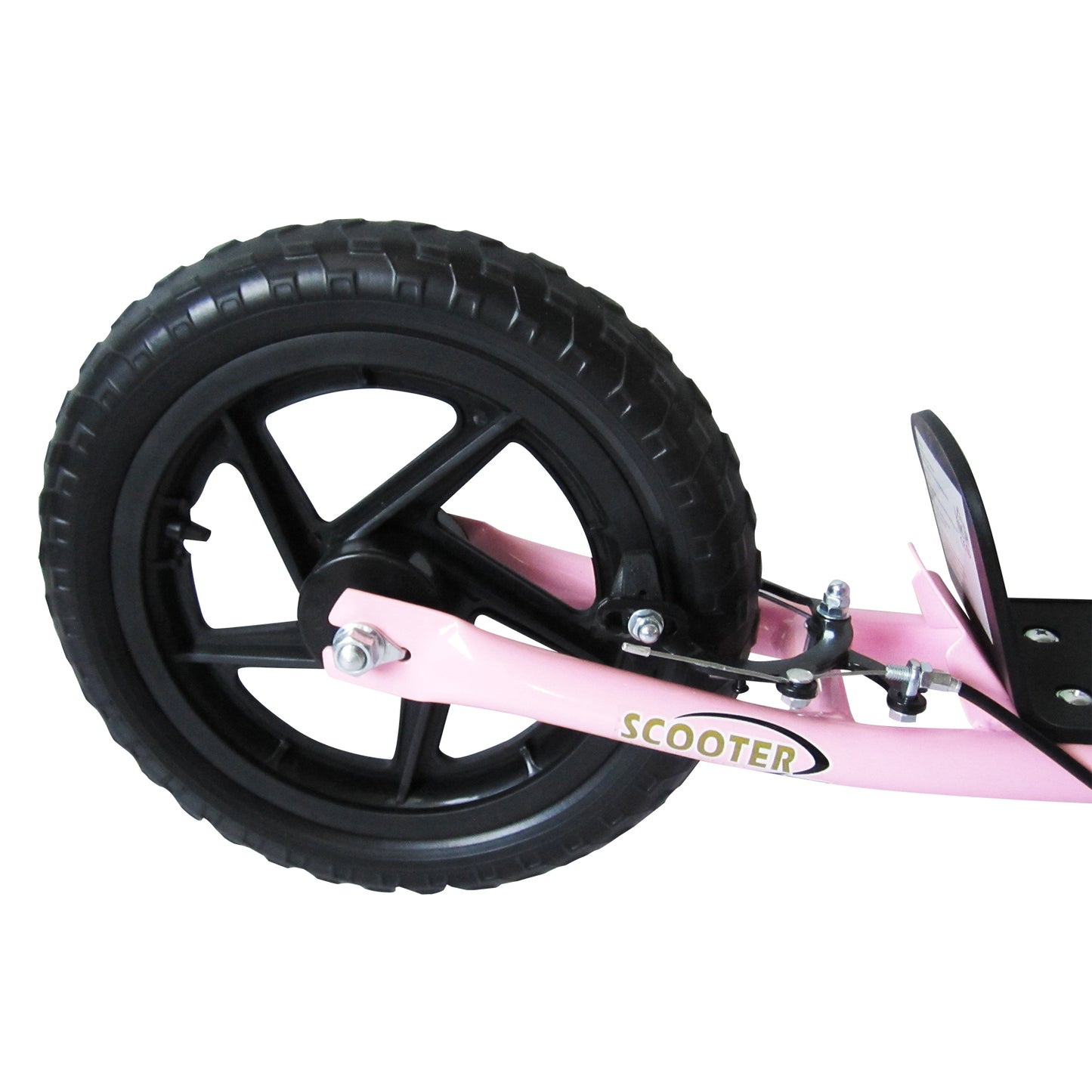 Kick Scooter for Kids 5-12 Years Old with Adjustable Height Handlebar, Non-slip Footplate, Big Wheels, Rear Brake, Pink