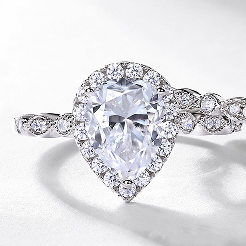 Affordable Luxury Waterdrop Moissanite Ring Fashionable And Versatile