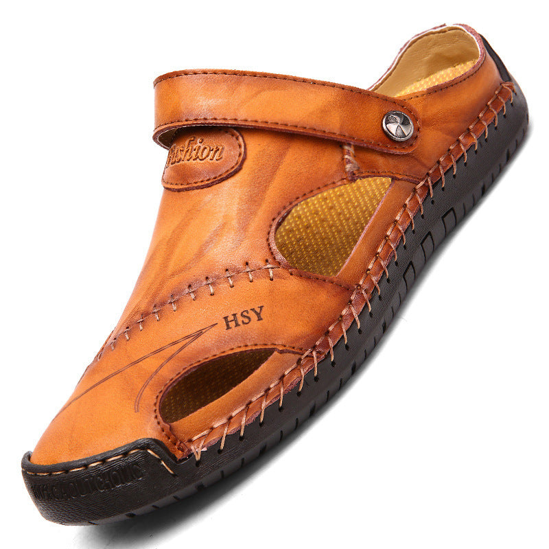 Men's Closed Toe Sandals Summer Adjustable Slides Slippers Fashion Beach Shoes