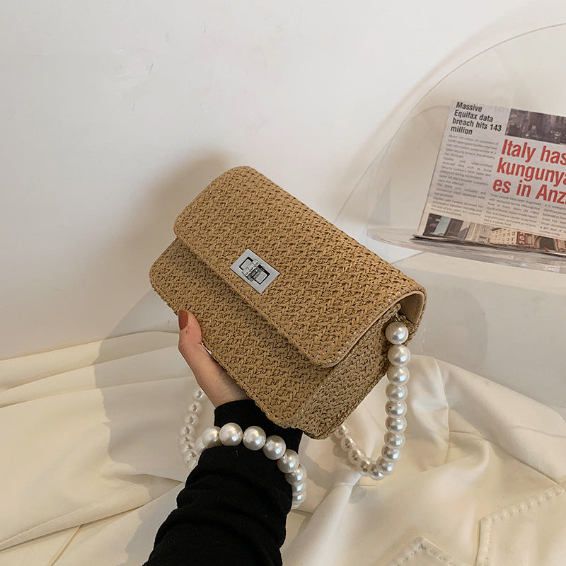 Pearl Chain One-Shoulder Messenger Small Square Bag