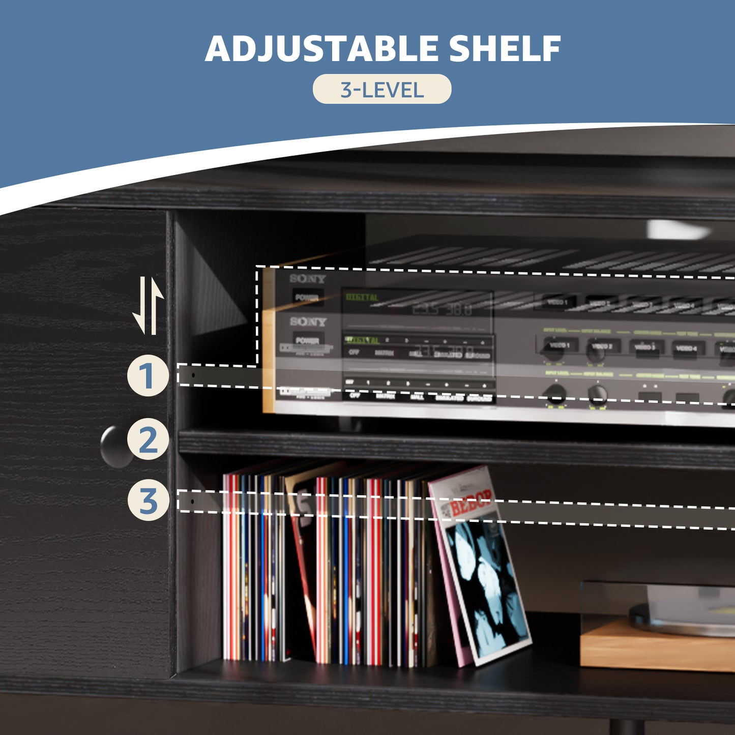 Panel TV Cabinet Can Store Black Cabinets, Suitable For Home Living Room Office TV Cabinet