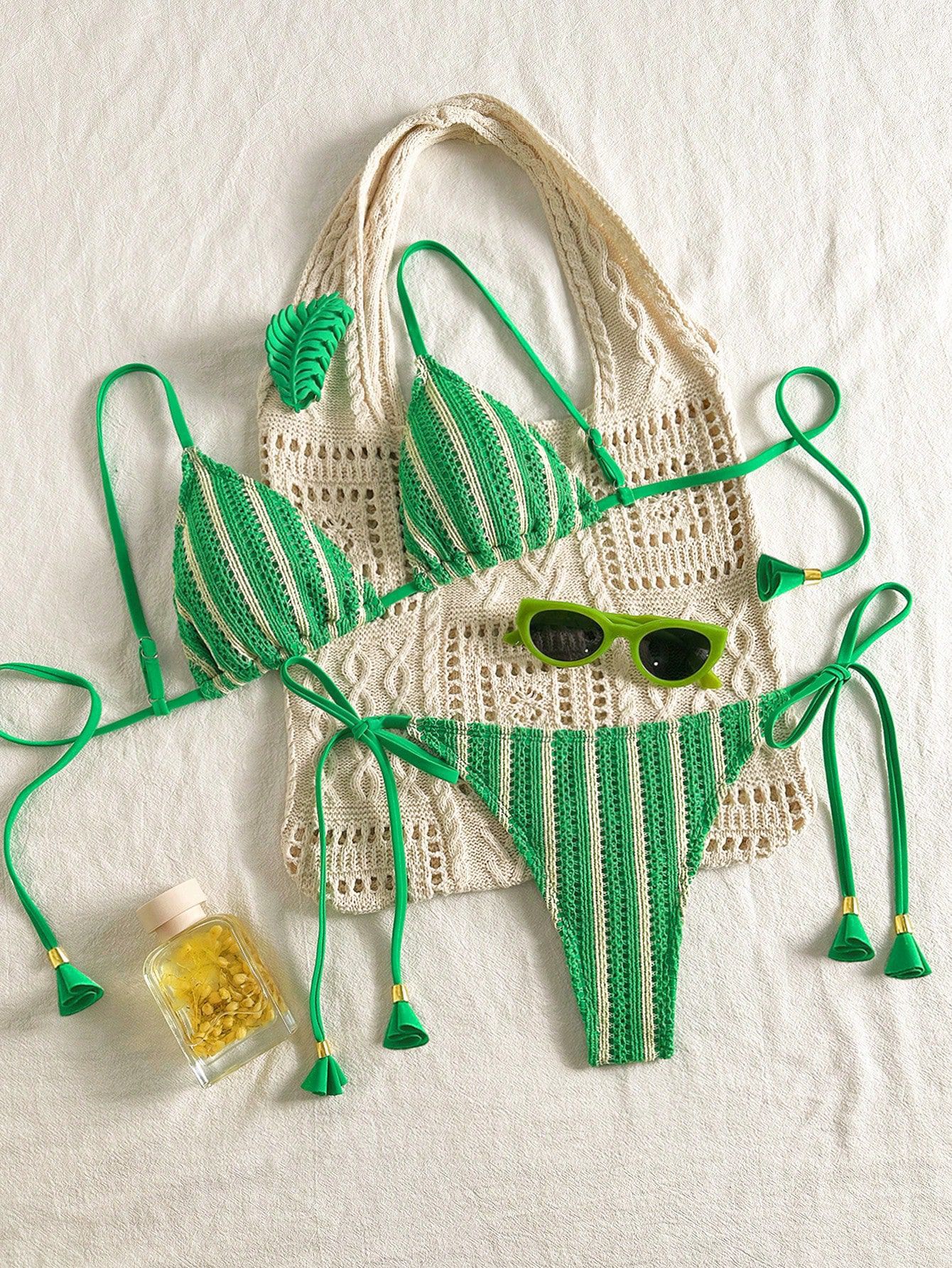 European And American-style Bikini Set Made From Special Fabric Multi-color Lace-up Swimsuit