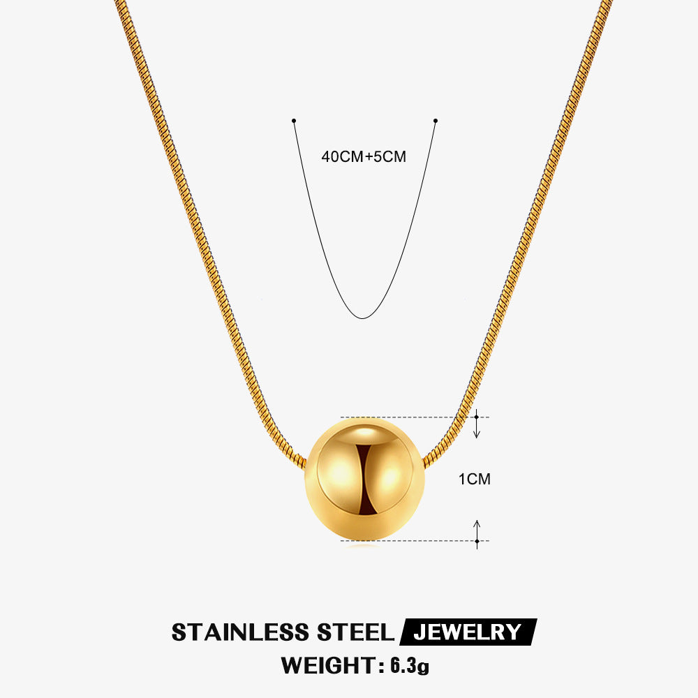 Women's Gold Small Round Beads Transfer Bead Necklace