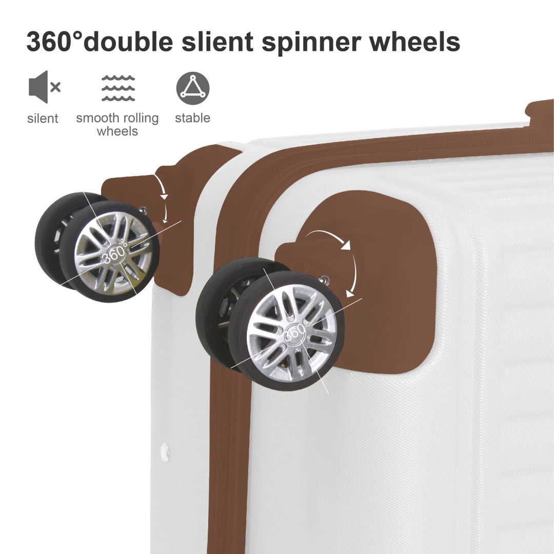 Brown 3-Piece Premium ABS Luggage Set-20, 24, And 28 Suitcases With Multi-Position Handle, Silent Spinner Wheels, And TSA-Approved Lock-Durable, Stylish, And Spacious Travel Gear
