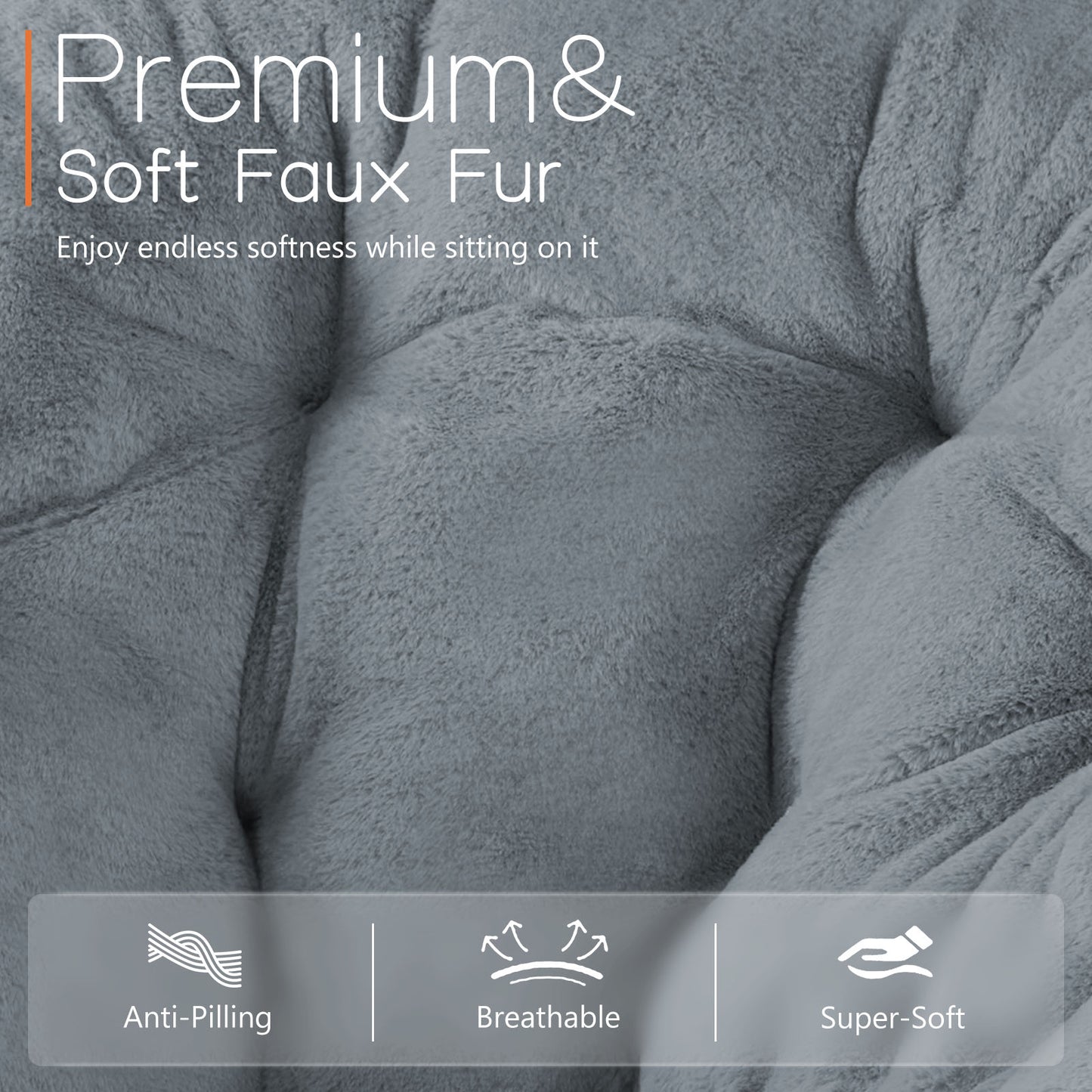 Comfortable Disc Chairs Faux Fur Furniture Bedroom Living Room  Size White