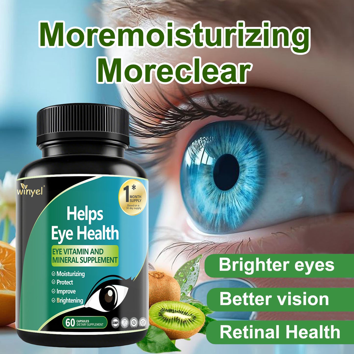 Lutein Eye Supplement - Vitamins, 30-Day Supply For Vision Clarity & Blue Light Protection, Retinal Health For Youngsters & Adults