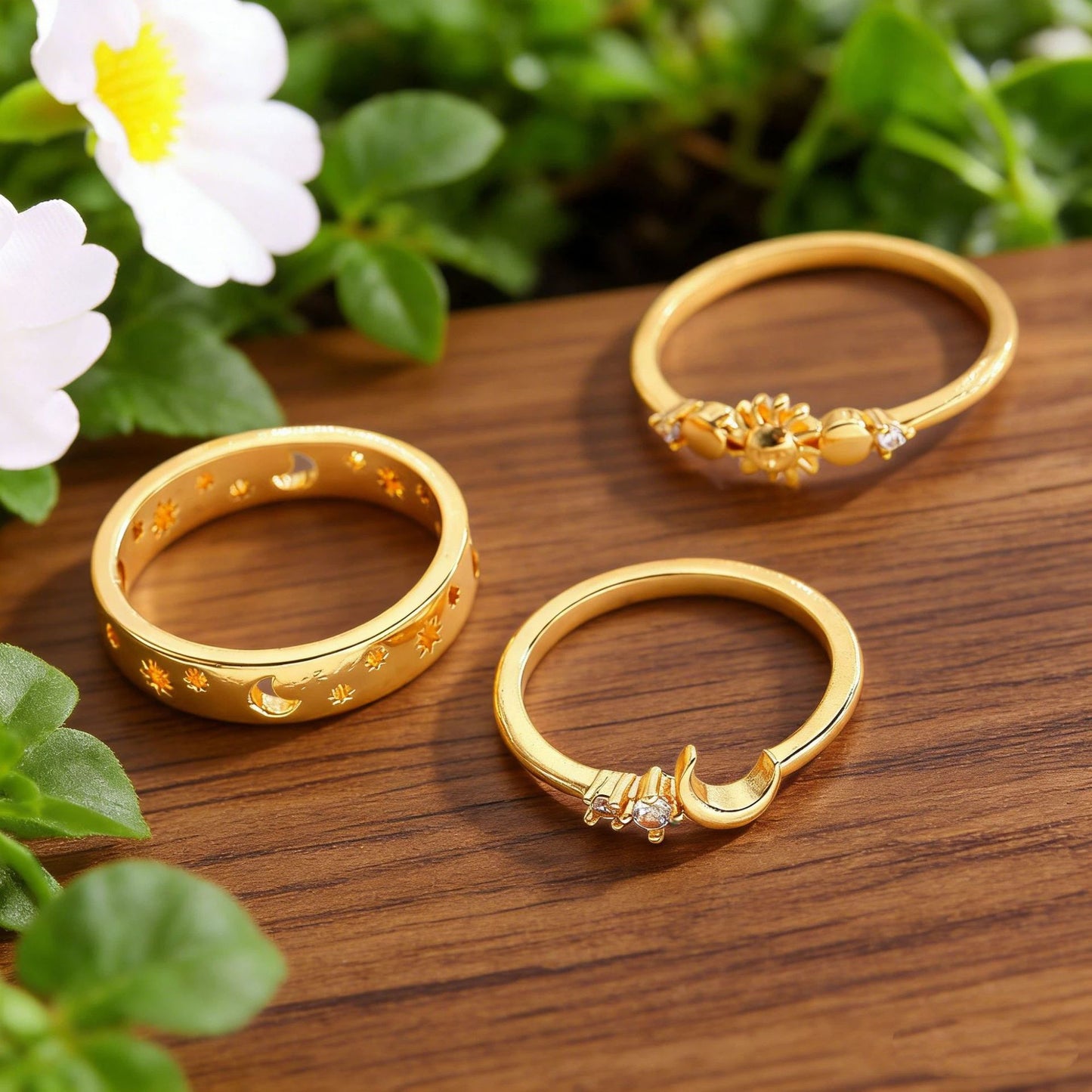Light Luxury Fashion All-Match Star And Moon Ring