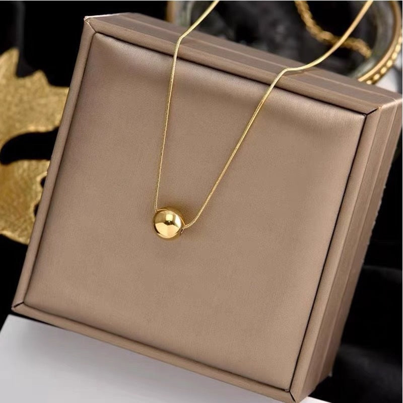 Women's Gold Small Round Beads Transfer Bead Necklace