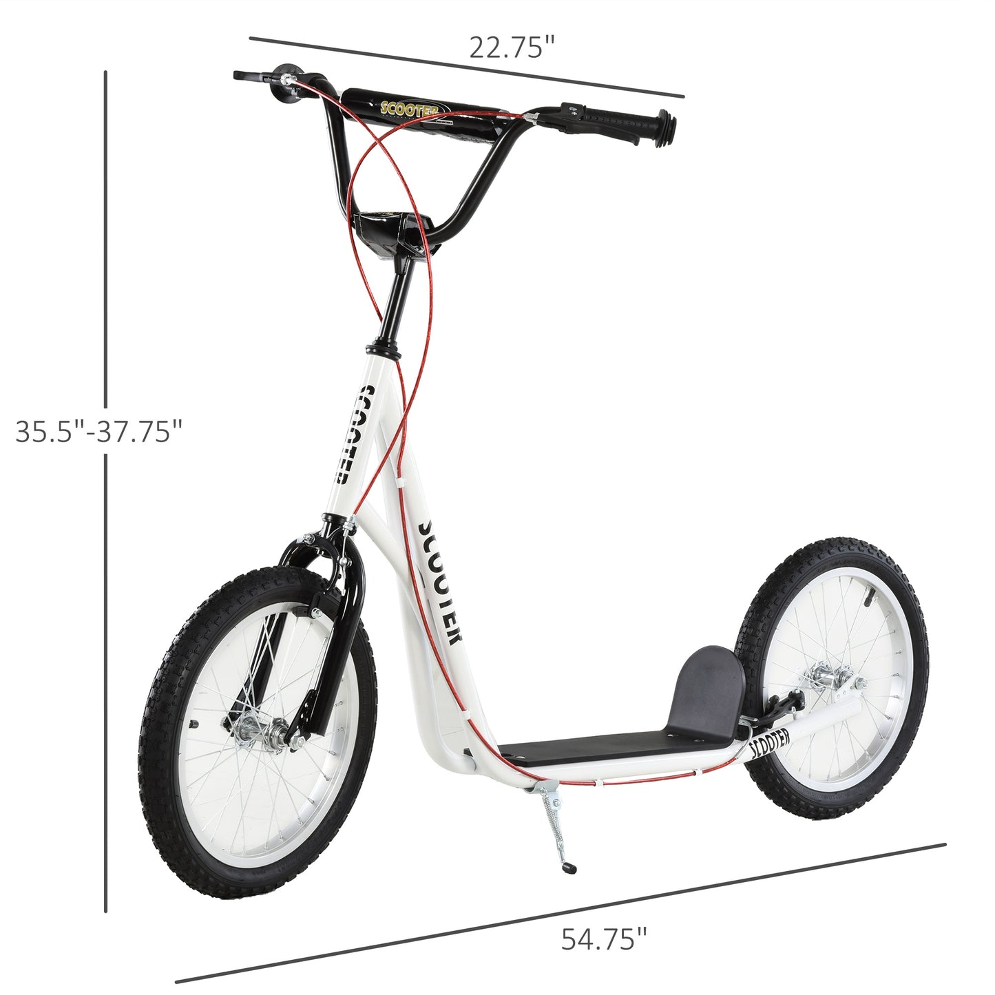 Toddler Scooter, White, Adjustable Handlebar, Kick Scooter For Kids 5,Dual Brakes, Inflatable Wheels