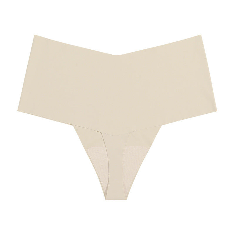 Women's High Waist Seamless Ice Silk T-shaped Cotton Crotch Underwear