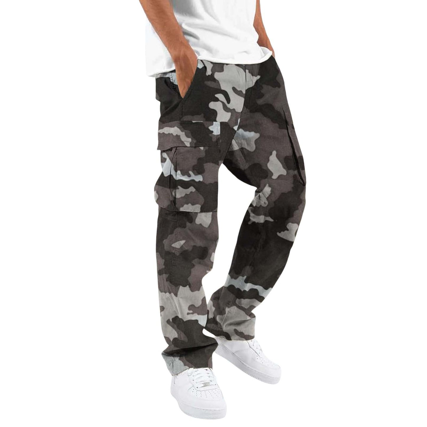 Fashion Camouflage Overalls Men's Printing Fashion Outdoor Overalls Straight Rope Overalls Men's ClothingMen's Pants Casual