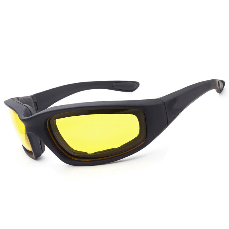 Chopper Cycling Sports Sunglasses For Men Wrap Around UV400 Protection For Cycling Fishing Driving Glasses Wind Resistant Yellow Lens 3 Pack