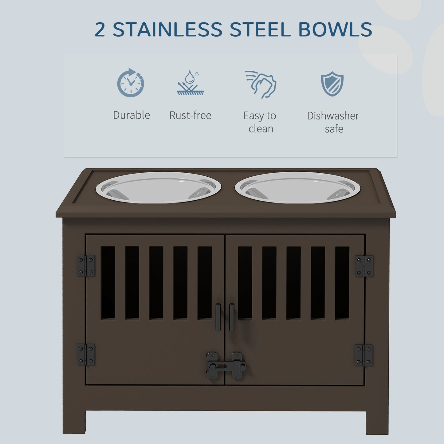 Dog Food Storage Cabinet With Bowls & Dog Feeding Station, Espresso