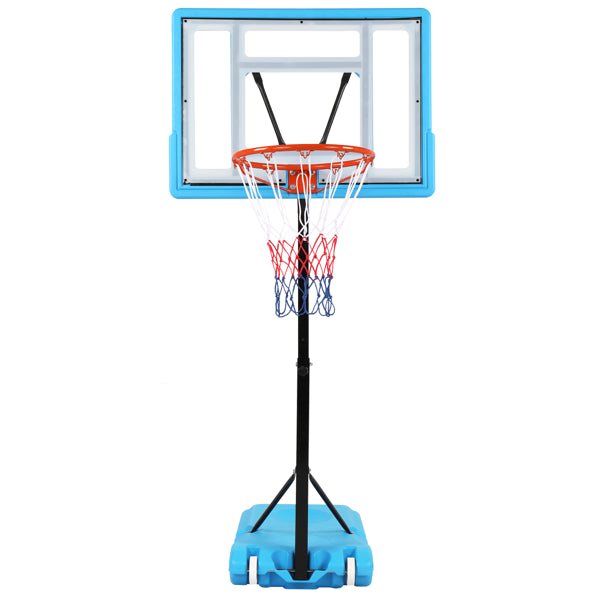 PVC Transparent Board Basket Frame Adjustable 115-135cm Poolside Basketball Hoop Blue