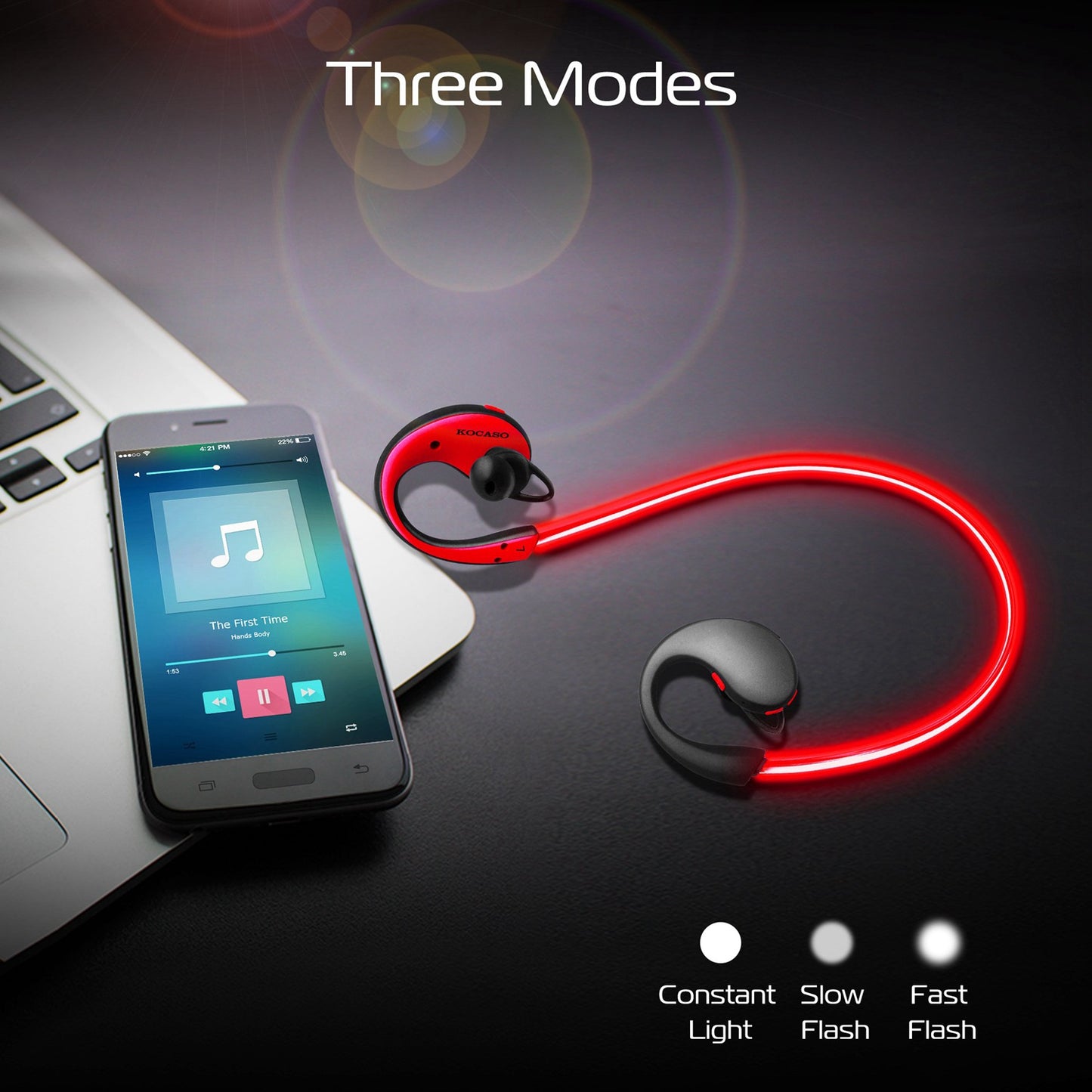 1Pc Wireless Sports Headsets Wireless V4.1 Neckband Earphones HD Stereo Sweat-proof Headphones Earbuds With  LED Light Mic 8Hrs Work Running