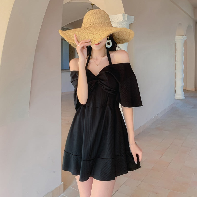 Womens Figure-Flattering Modest One-Piece Skirted Spa Swimsuit