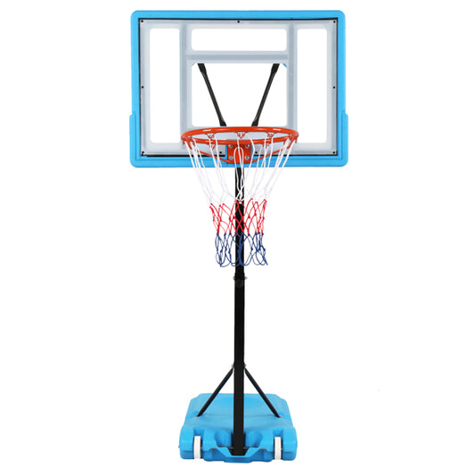 PVC Transparent Board Basket Frame Adjustable 115-135cm Poolside Basketball Hoop Blue