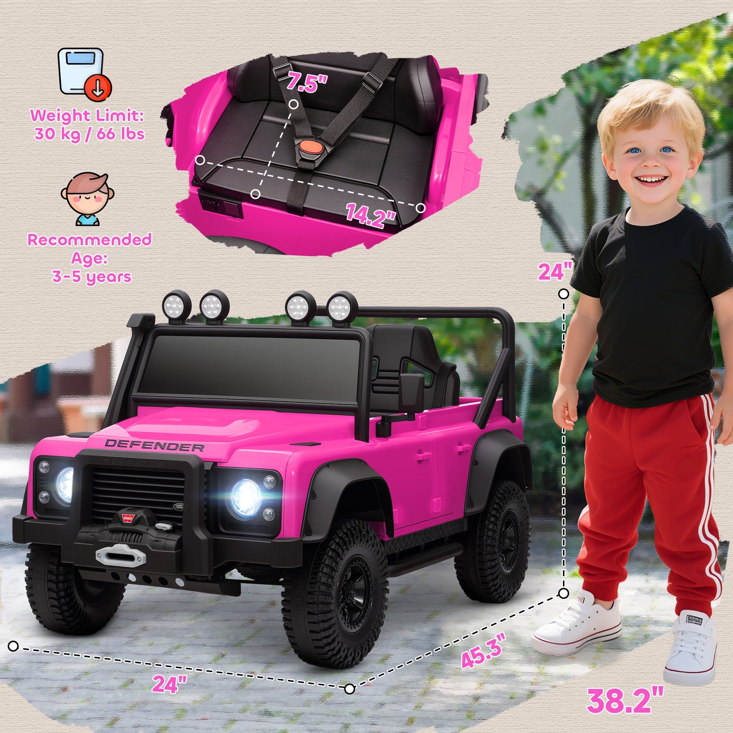 Electric Car For Remote Control, Dual Motors, Spring Suspension, LED Lights