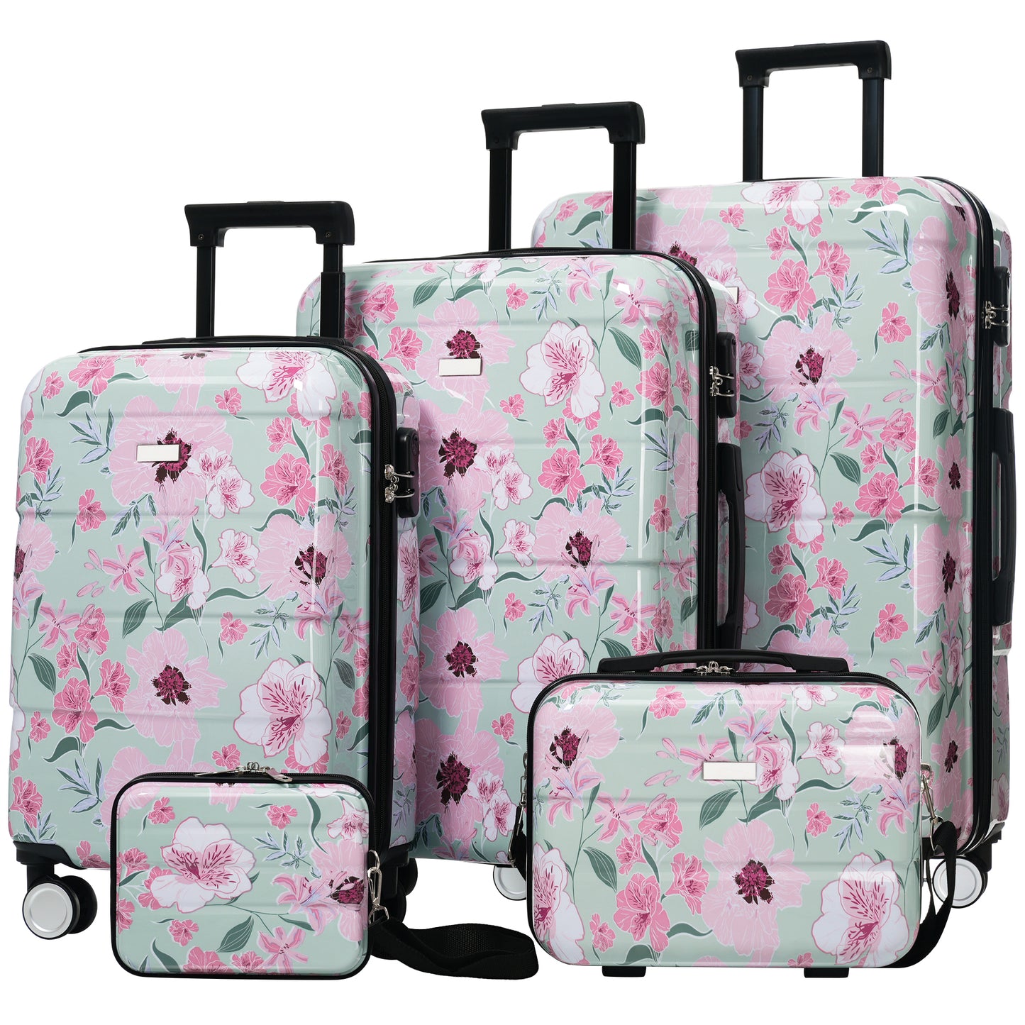 Luggage Sets New Model PC 5pcs, Hardside Lightweight Durable 20 24 28 Suitcases  With 8 14 Cases, Suitcase With Lock Spinner Wheels