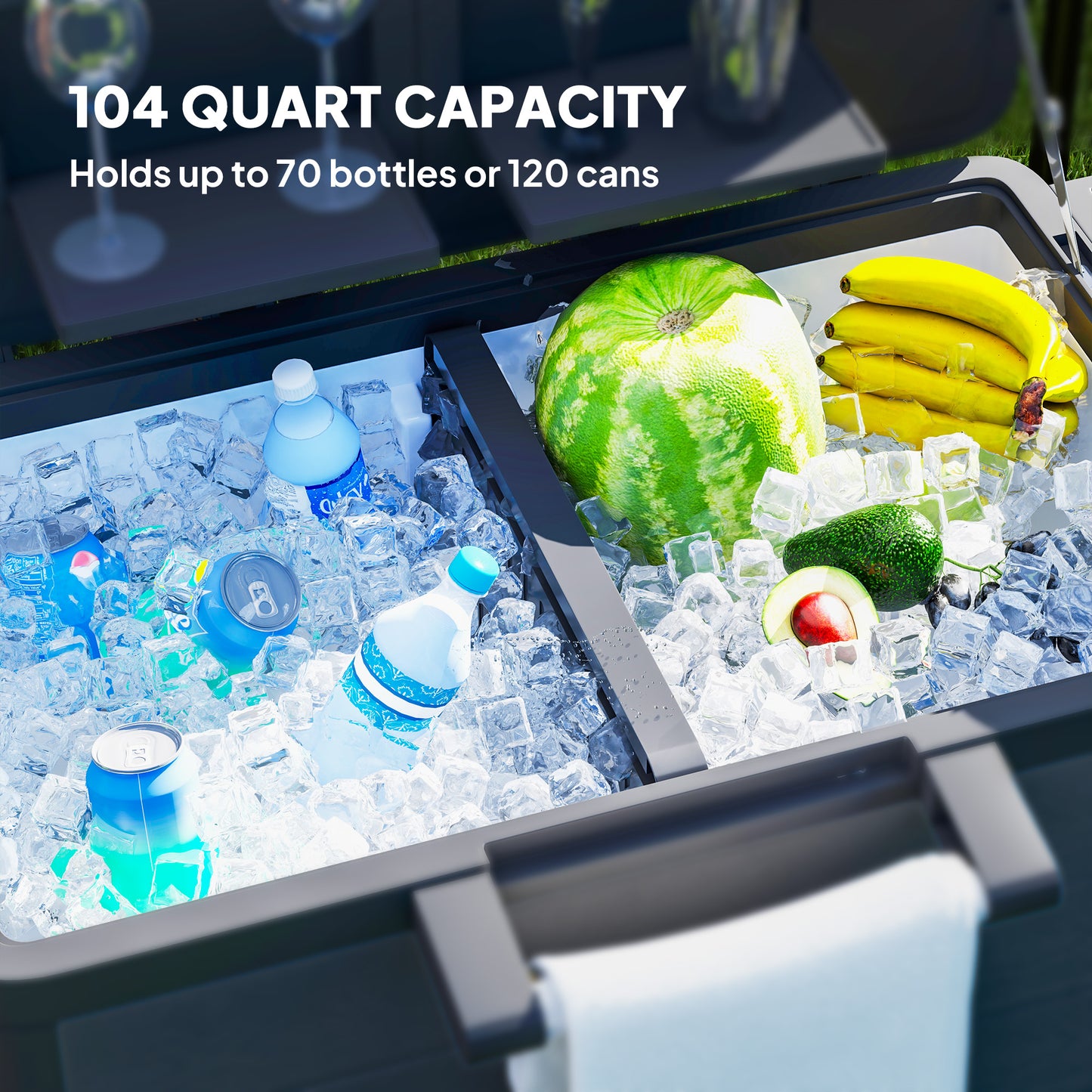 104 Quart Large Capacity Outdoor Cooler Cart, Patio Rolling Ice Chest With Bottle Opener Shelves Wheels, Black