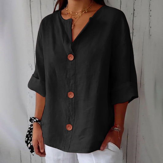 V-neck Pullover Shirt Fashion Casual Long-sleeved Top Women's Clothing