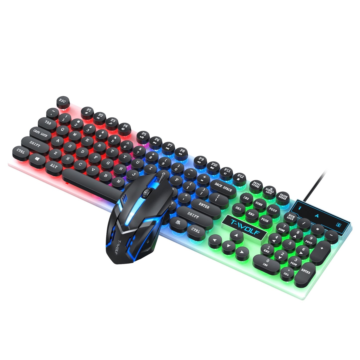 Retro Wired Glowing Mechanical-feel Keyboard And Mouse Gaming Set